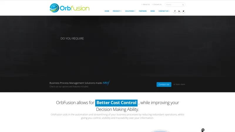 Homepage of OrbFusion