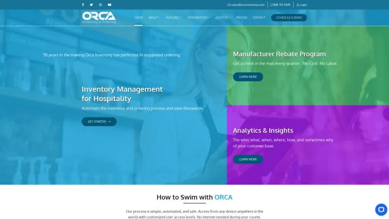 Homepage of Orca Inventory