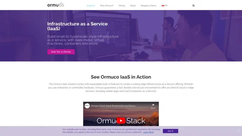 Homepage of Ormuco Stack