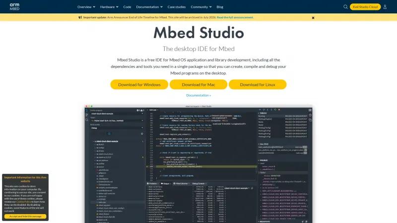 Homepage of Mbed Studio