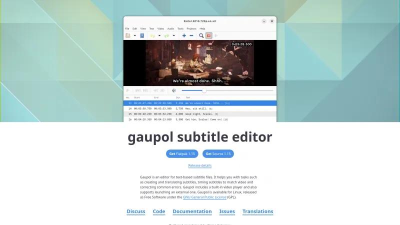 Homepage of Gaupol