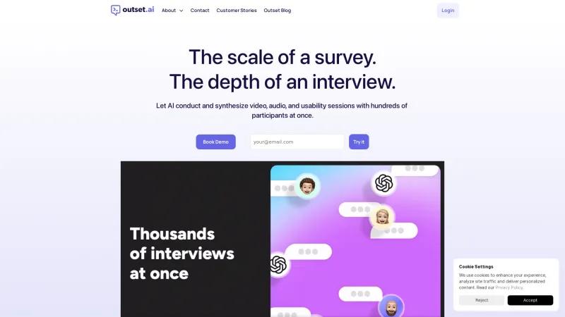 Homepage of Outset.ai