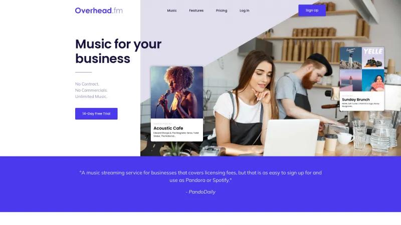 Homepage of Overhead.fm