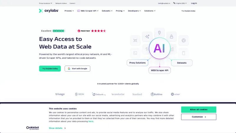 Homepage of Oxylabs