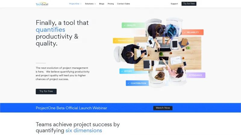 Homepage of ProjectOne