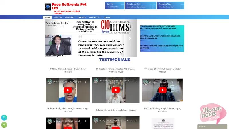 Homepage of Pace HIMS ERP