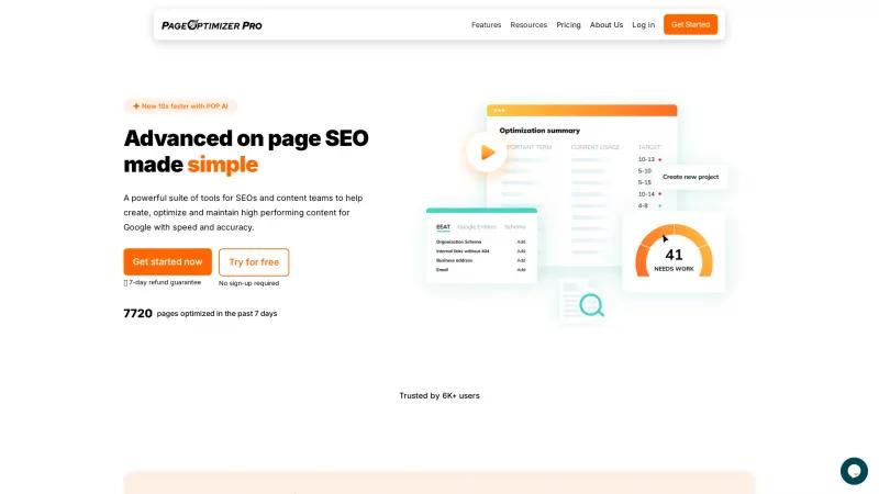 Homepage of PageOptimizer Pro