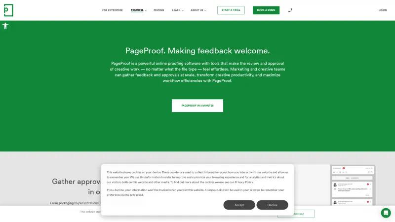 Homepage of PageProof