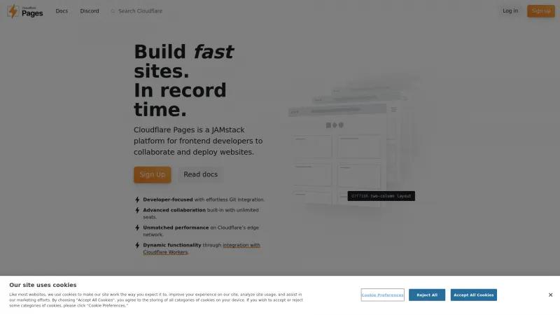 Homepage of Cloudflare Pages