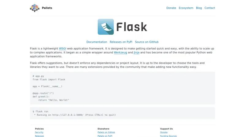 Homepage of Flask