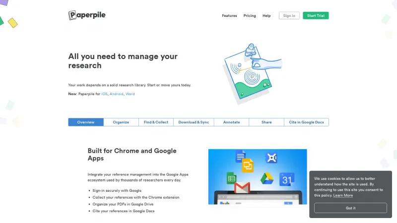 Homepage of Paperpile