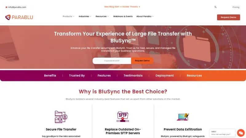 Homepage of BluSync