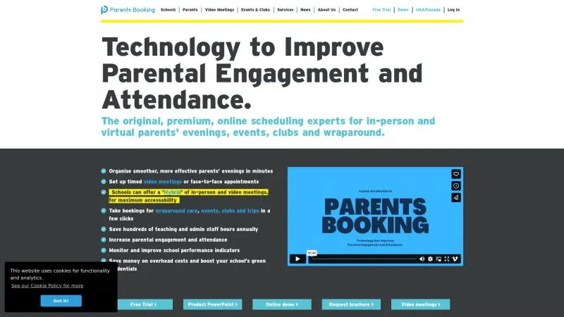 Homepage of Parents Booking