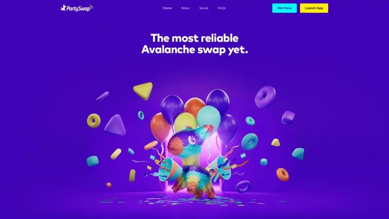 Homepage of PartySwap