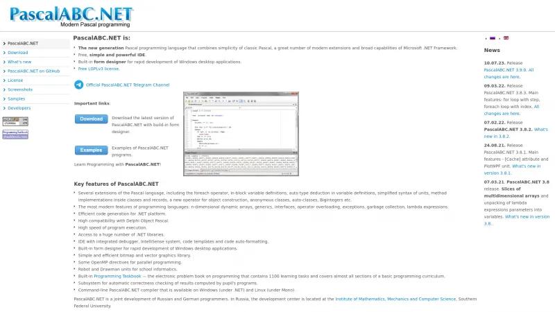 Homepage of PascalABC.NET