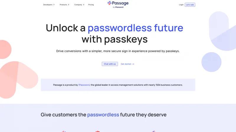 Homepage of Passage by 1Password