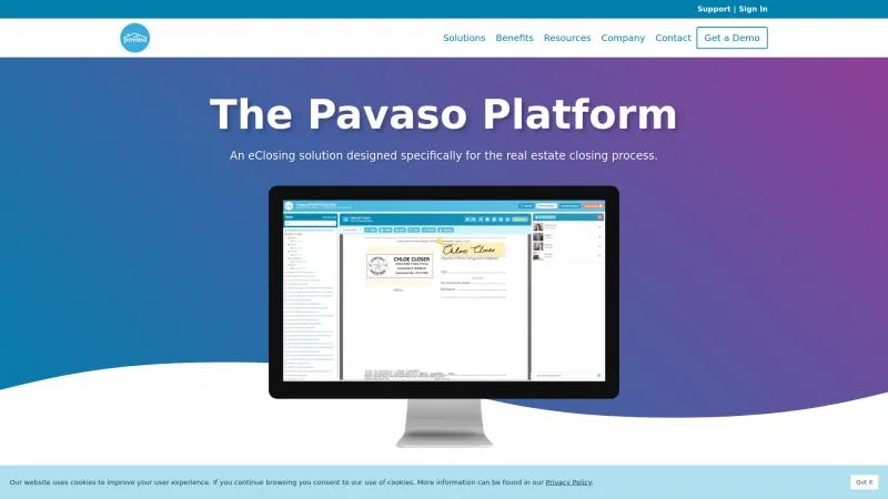 Homepage of Pavaso