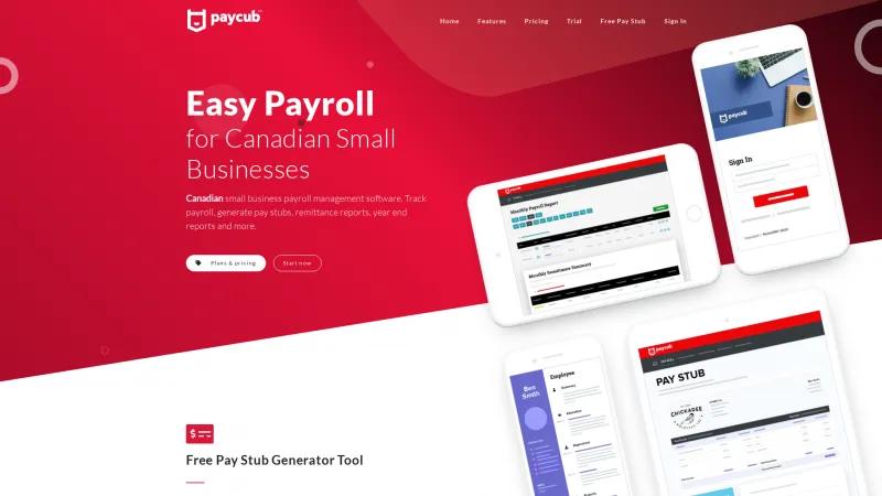 Homepage of PayCub