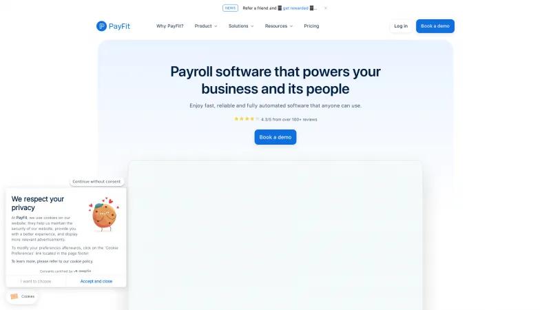 Homepage of Payfit