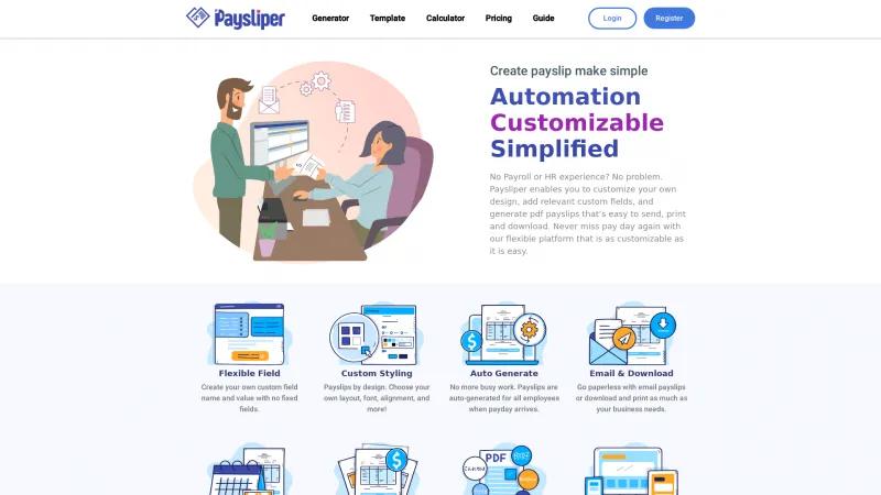 Homepage of Paysliper