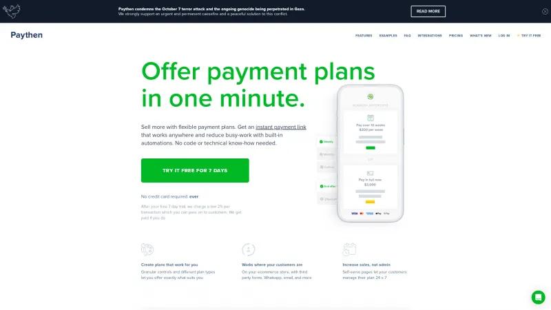 Homepage of Paythen