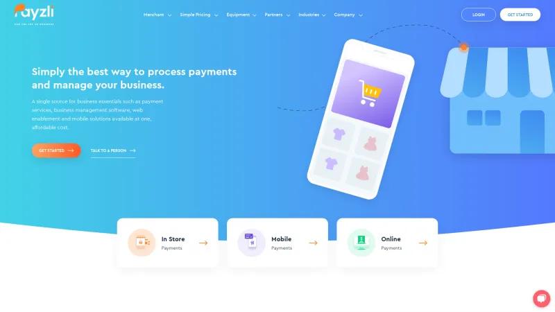 Homepage of Payzli