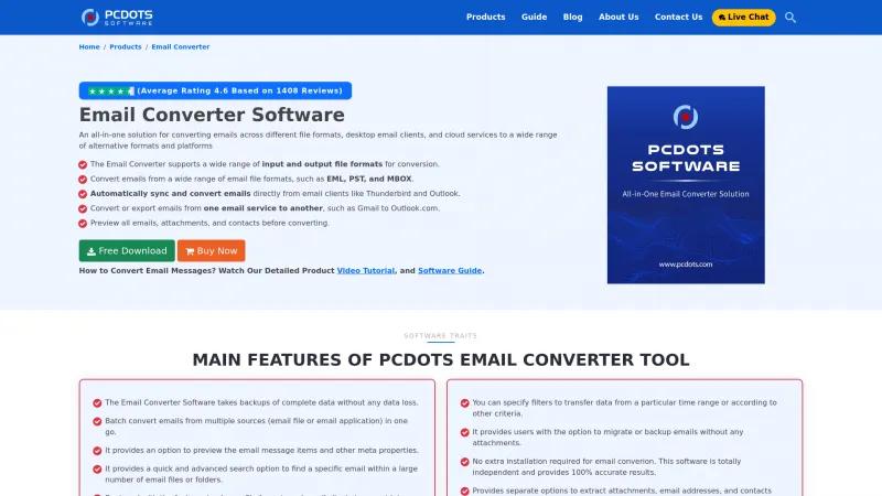 Homepage of PCDOTS Email Converter