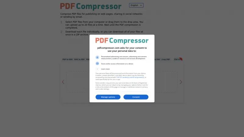 Homepage of PDF Compressor