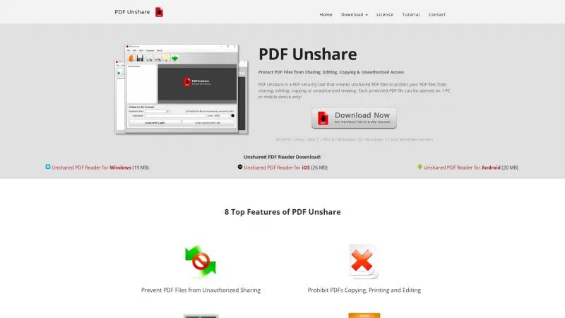 Homepage of PDF Unshare