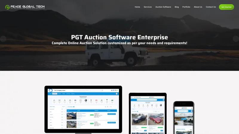 Homepage of PGT Auction Software