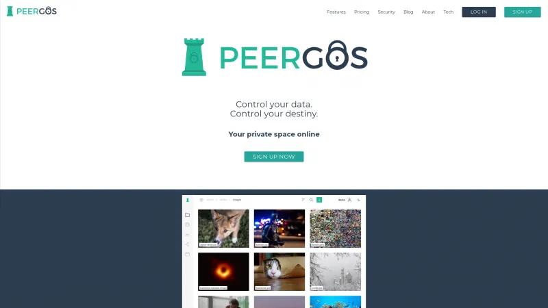 Homepage of Peergos