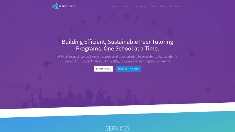 Homepage of PeerKonnect