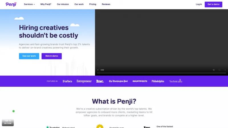 Homepage of Penji