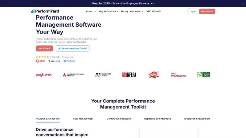 Homepage of PerformYard