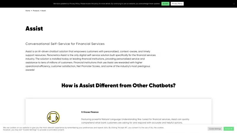 Homepage of Personetics Assist