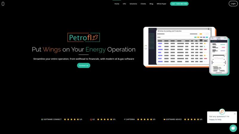 Homepage of Petrofly