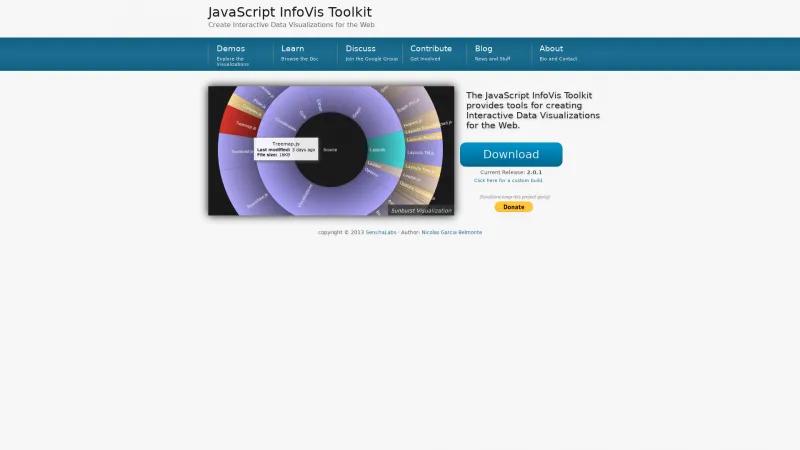 Homepage of JavaScript InfoVis Toolkit