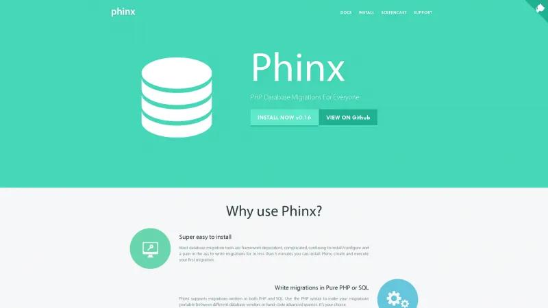 Homepage of Phinx