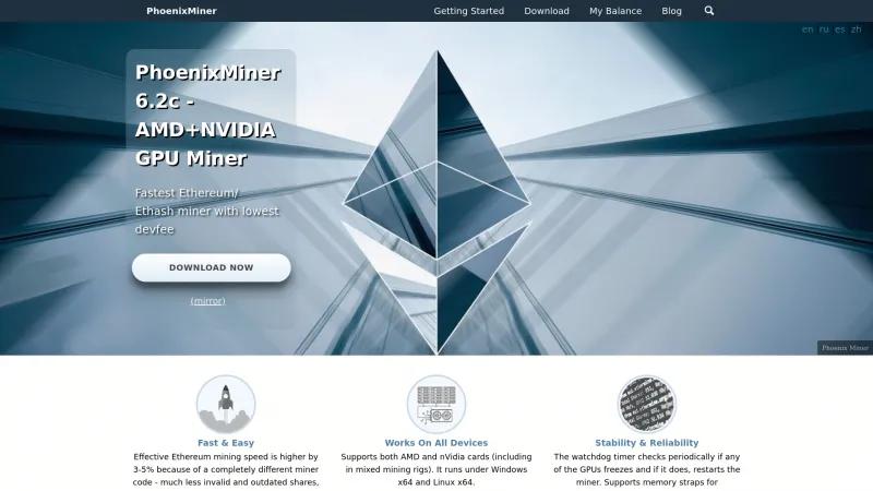 Homepage of PhoenixMiner