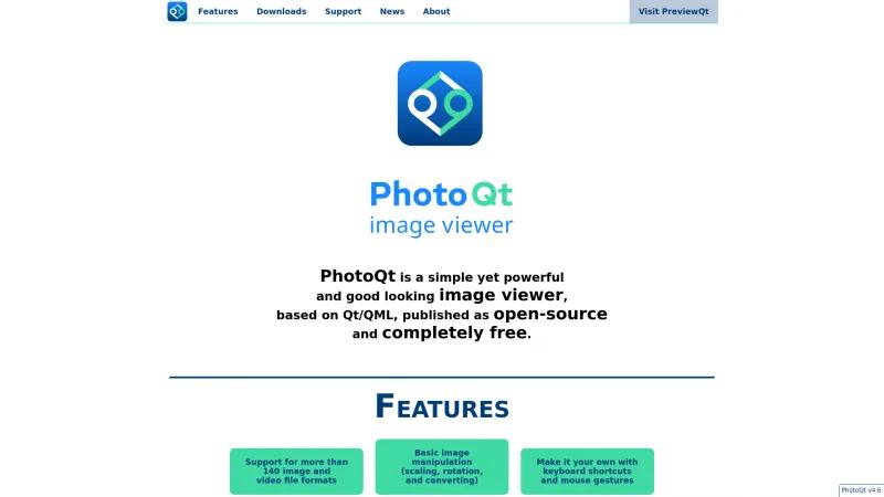 Homepage of PhotoQt