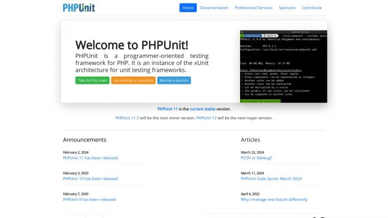 Homepage of PHPUnit