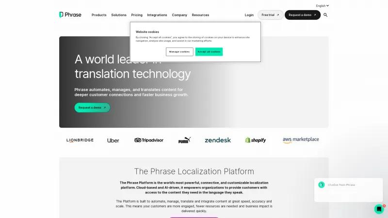 Homepage of Phrase Localization Platform