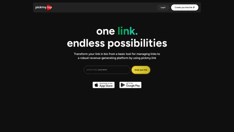 Homepage of PickMyLink