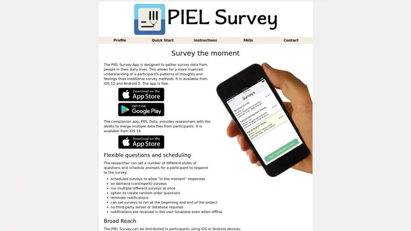 Homepage of PIEL Survey