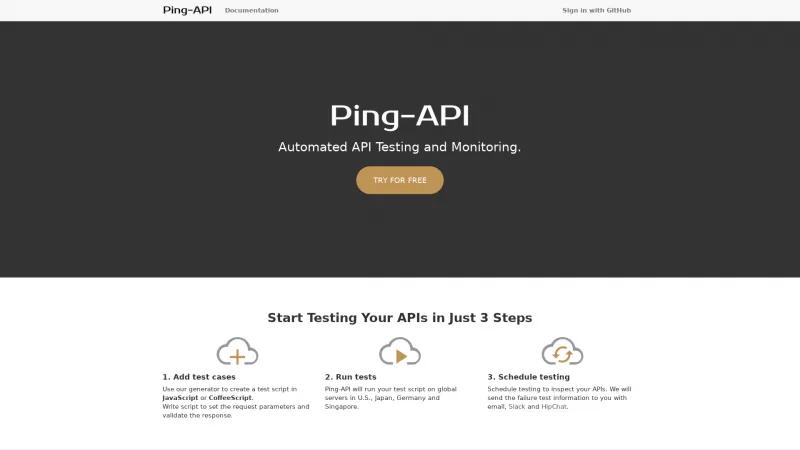 Homepage of Ping-API