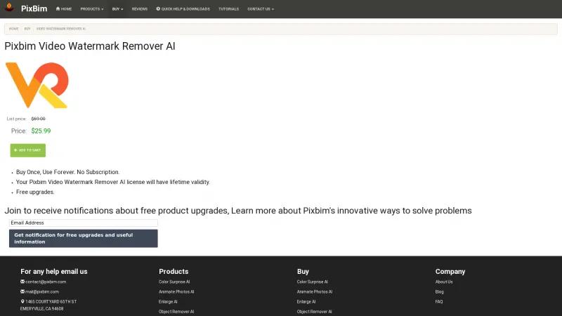 Homepage of Pixbim Video Watermark Remover AI