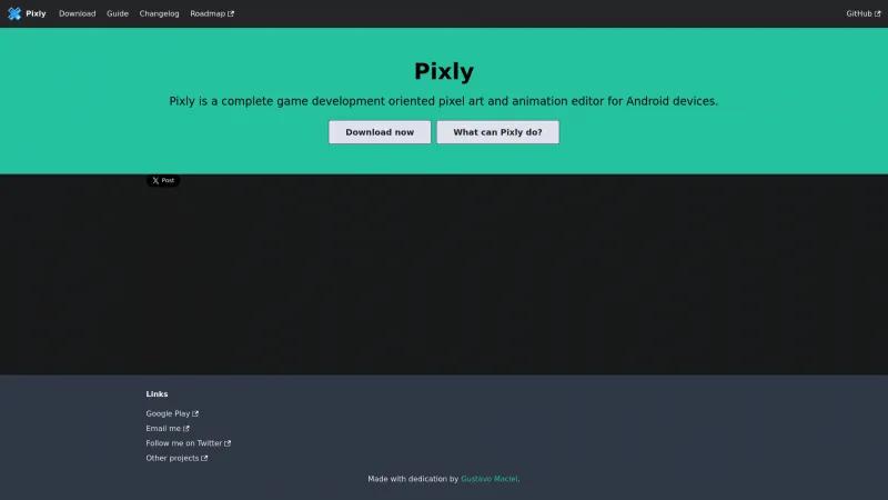 Homepage of Pixly