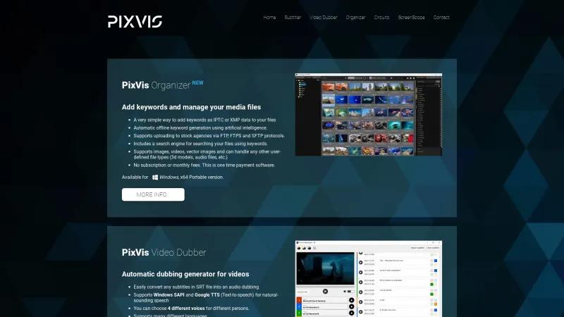 Homepage of PixVis Subtitler