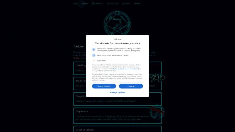 Homepage of Darknet