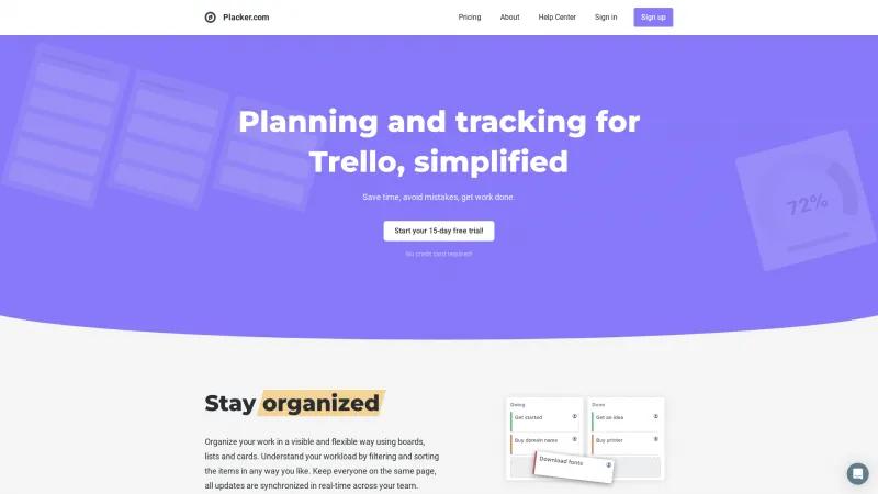 Homepage of Placker